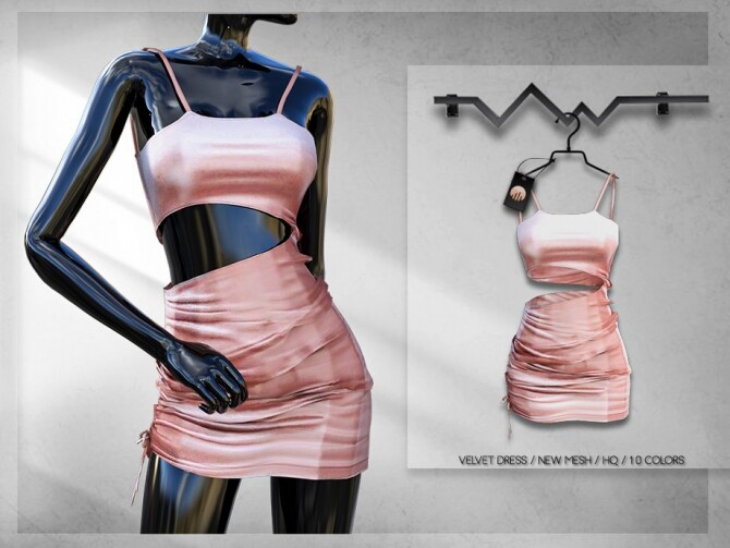 Sims 4 Velvet Dress BD319 by busra tr at TSR