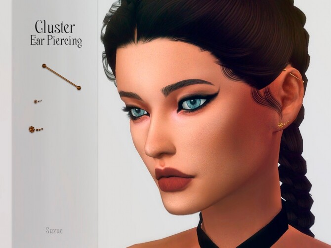 Sims 4 Cluster Ear Piercing by Suzue at TSR