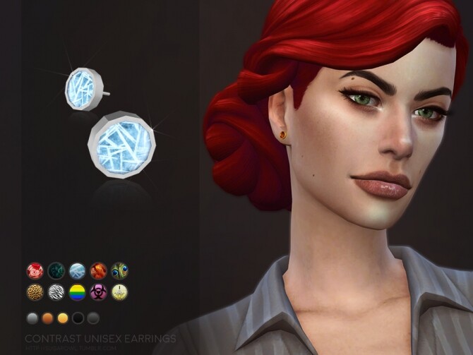 Sims 4 Contrast earrings by sugar owl at TSR