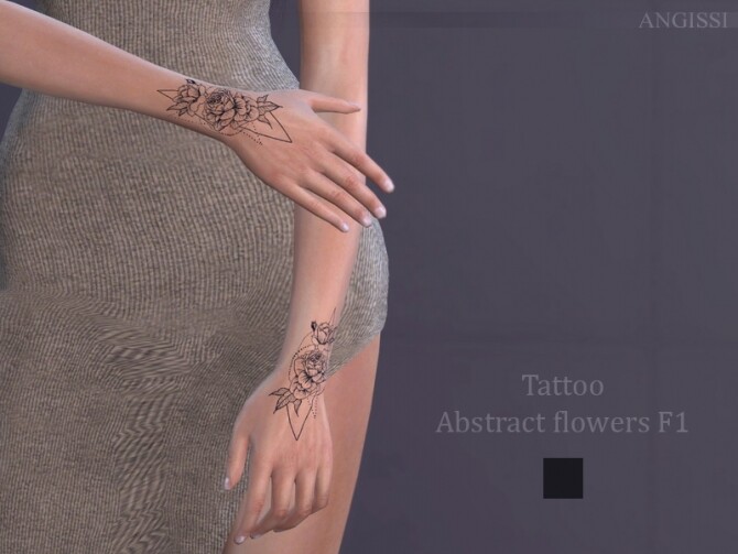 Sims 4 Abstract flowers F1 Tattoo by ANGISSI at TSR