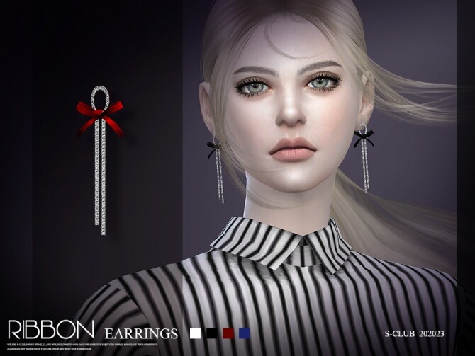 Sims 4 Ribbon earrings 202023 by S Club LL at TSR
