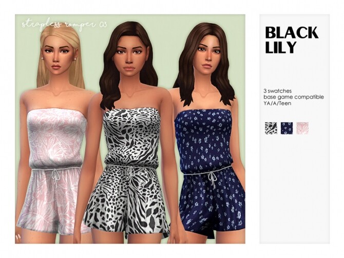 Sims 4 Strapless Romper 03 by Black Lily at TSR