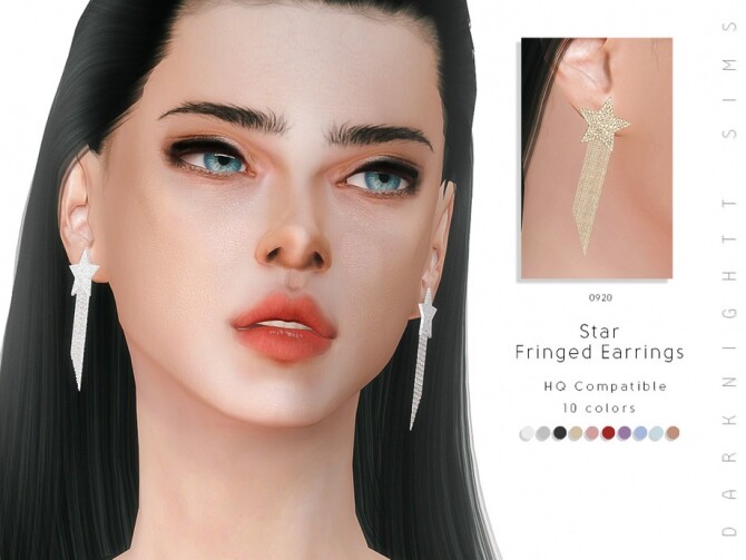 Sims 4 Star Fringed Earrings by DarkNighTt at TSR