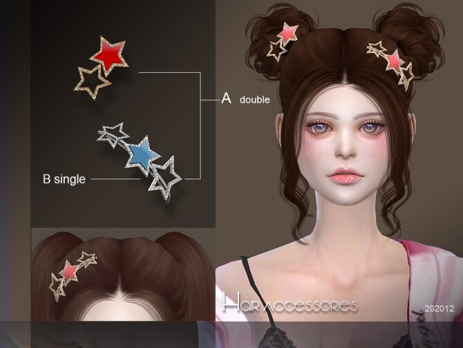Sims 4 The Stars Hair Accessories 202012 by S Club LL at TSR