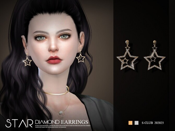 Sims 4 Star earrings 20225 by S Club LL at TSR