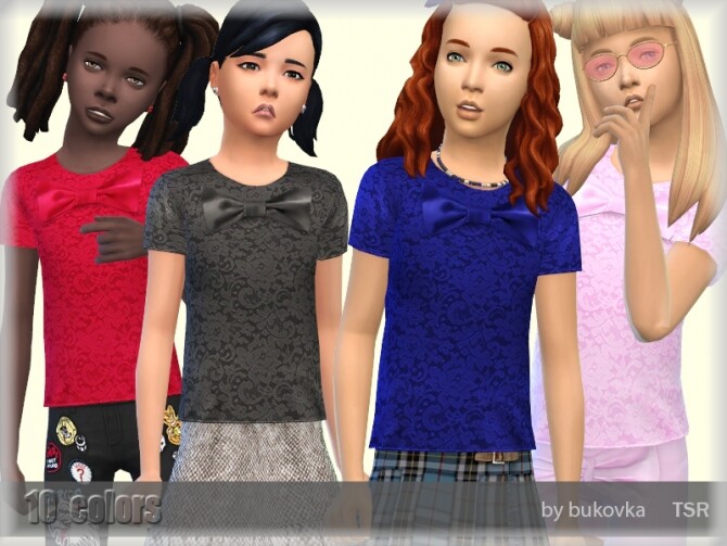 Sims 4 Bow shirt by bukovka at TSR