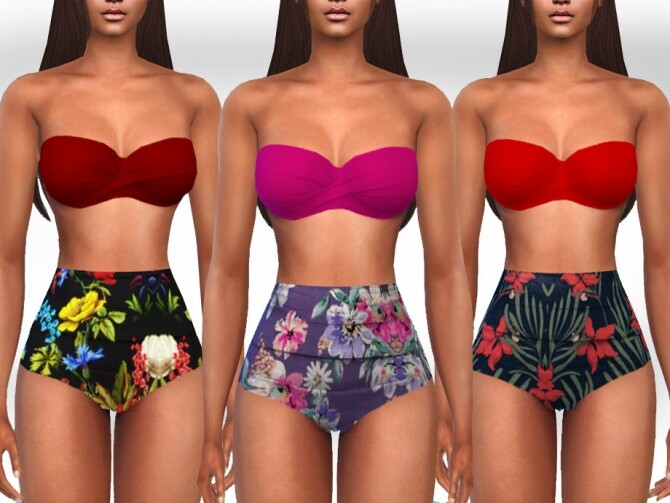 Sims 4 Two Piece High Waist Swimsuits by Saliwa at TSR