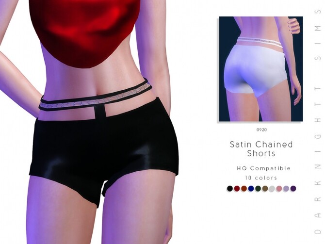 Sims 4 Satin Chained Shorts by DarkNighTt at TSR