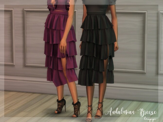 Sims 4 Andalusian Breeze SK1 Cut Out Ruffle Skirt by laupipi at TSR