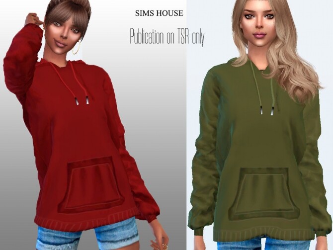 Sims 4 Hoody without a print in dark colors by Sims House at TSR