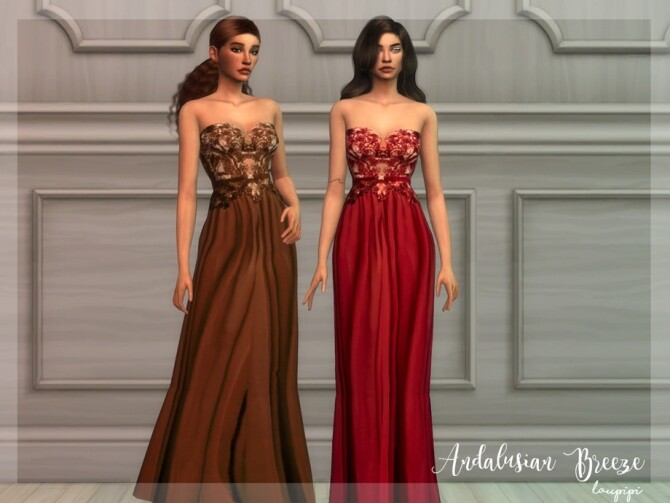 Sims 4 Andalusian Breeze DR4 long dress by laupipi at TSR