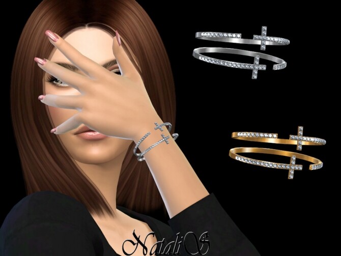 Sims 4 Crystal cross bangle bracelets by NataliS at TSR