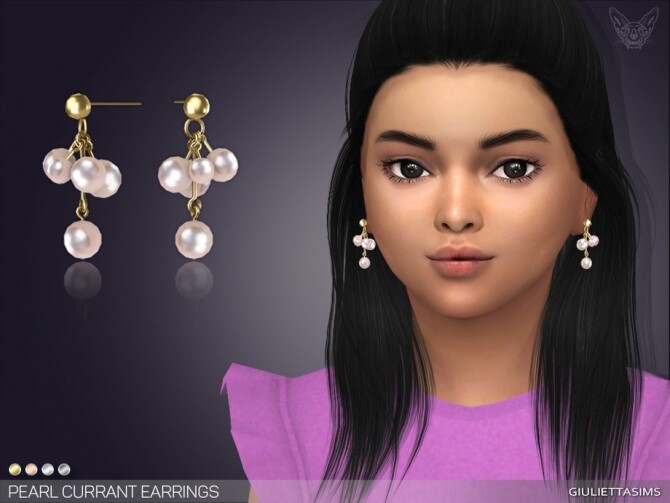 Sims 4 Pearl Currant Earrings For Kids by feyona at TSR