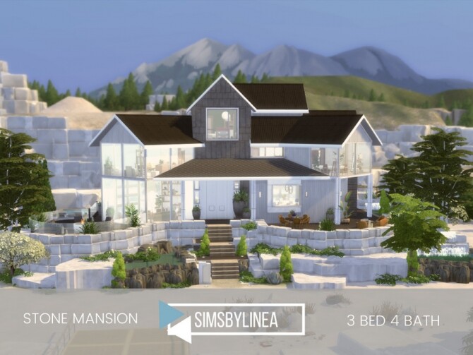 Sims 4 Stone Mansion by SIMSBYLINEA at TSR