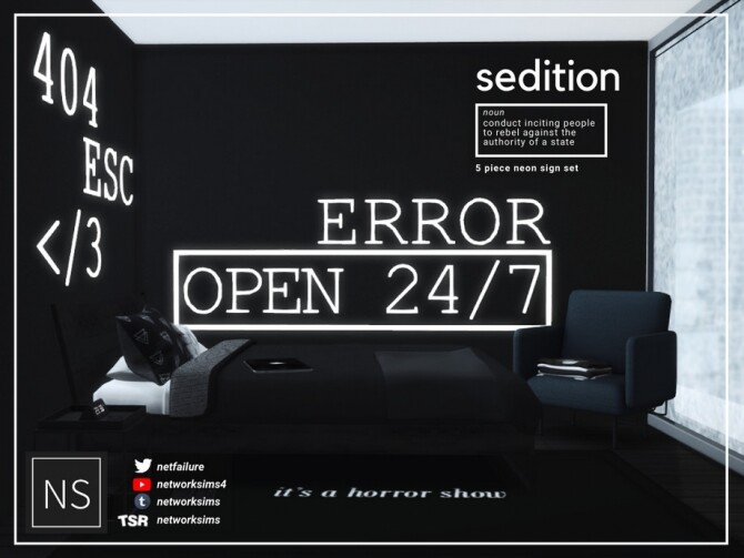 Sims 4 Sedition Neon Signs by Networksims at TSR