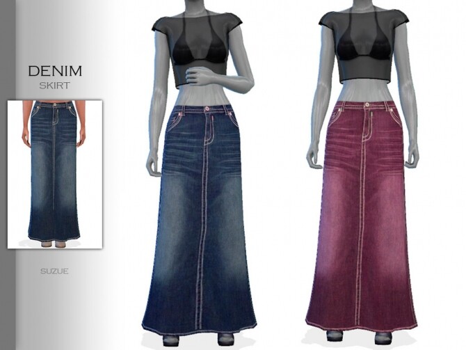 Sims 4 Denim Skirt by Suzue at TSR