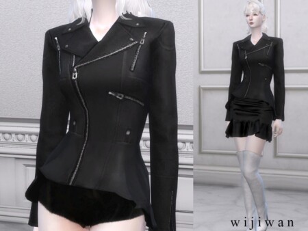 Peplum leather jacket v1 by wijiwan at TSR