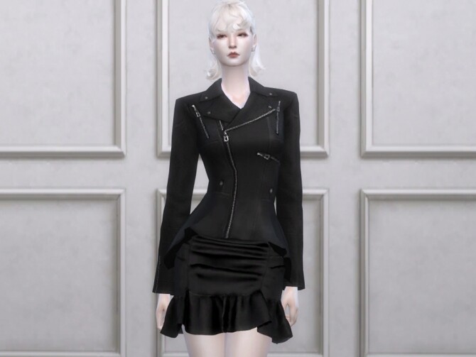 Sims 4 Peplum leather jacket v1 by wijiwan at TSR