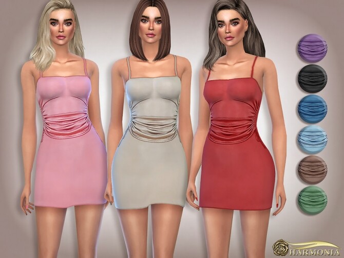 Sims 4 Gathered Side Bodycon Dress by Harmonia at TSR