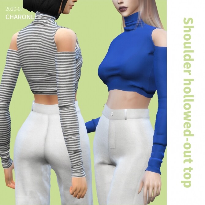 Sims 4 Shoulder hollowed out top at Charonlee