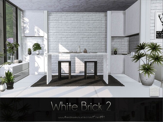 Sims 4 White Brick 2 Wall by Caroll91 at TSR