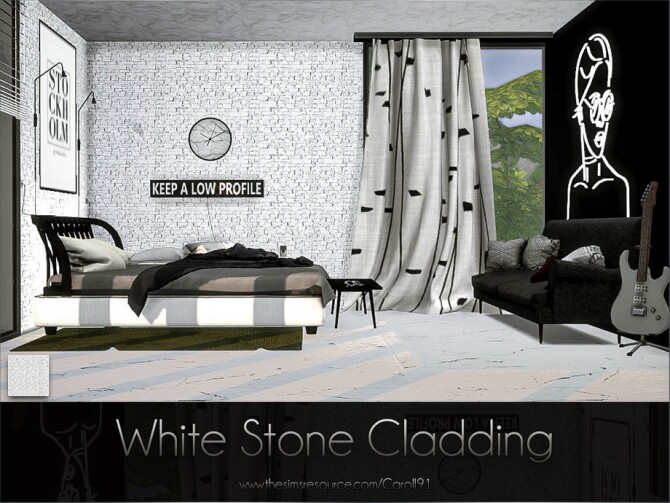 Sims 4 White Stone Cladding by Caroll91 at TSR