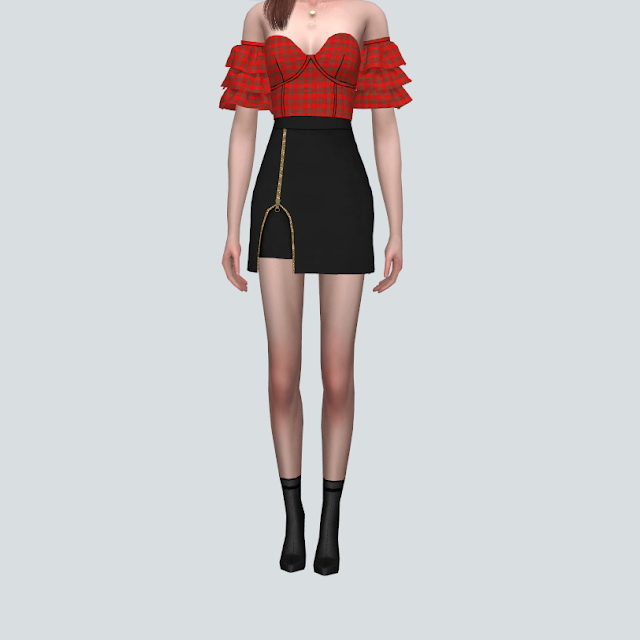 Sims 4 Zipper Slit Mini Skirt at Marigold