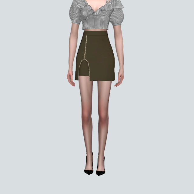 Sims 4 Zipper Slit Mini Skirt at Marigold