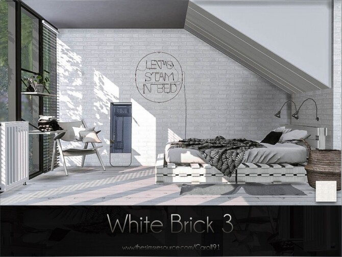 Sims 4 White Brick 3 Wall by Caroll91 at TSR