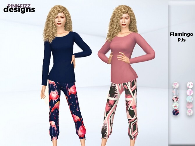 Sims 4 Flamingo PJs by Pinkfizzzzz at TSR