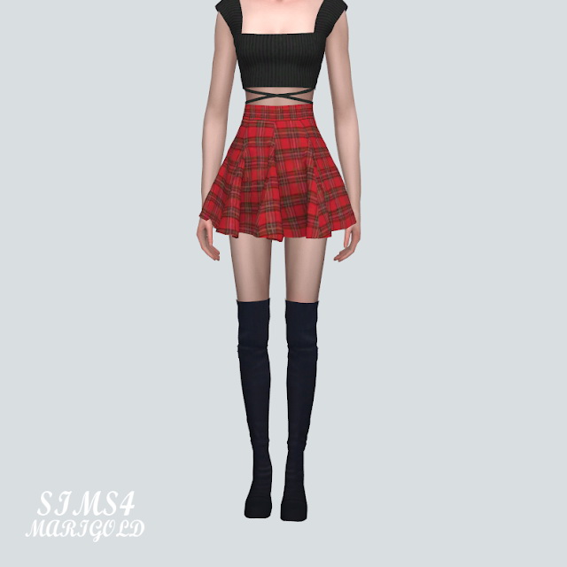 GG Flare Mini Skirt at Marigold » Sims 4 Updates