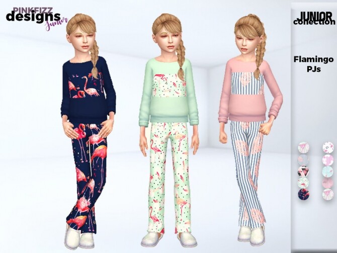 Sims 4 Junior Flamingo PJs by Pinkfizzzzz at TSR