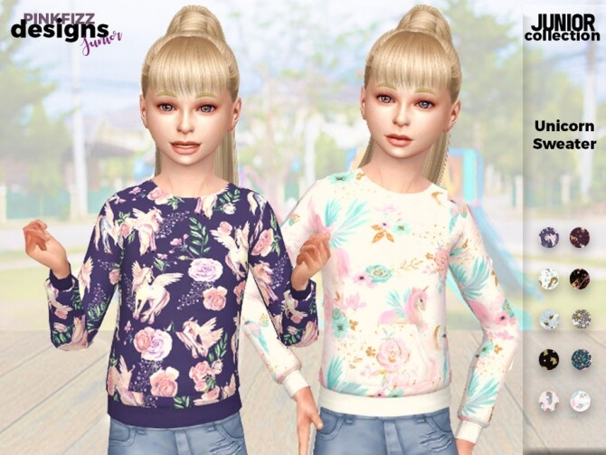 Sims 4 Junior Unicorn Sweater by Pinkfizzzzz at TSR