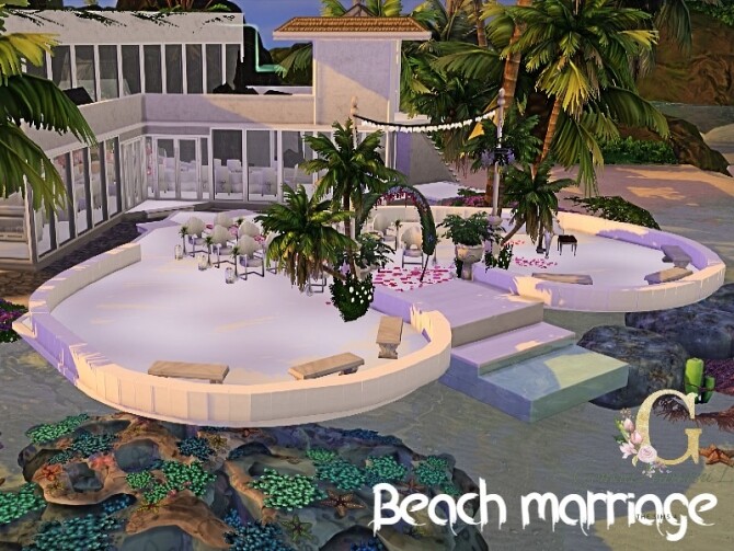 Sims 4 Beach marriage venue by GenkaiHaretsu at TSR