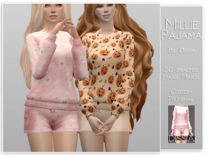 Sims 4 Millie Pajama by Dissia at TSR