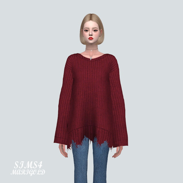 Sims 4 Rough Long Sweater at Marigold