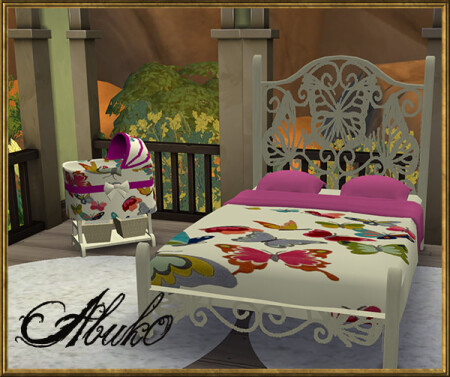 Papilio double bed and baby crib at Abuk0 Sims4