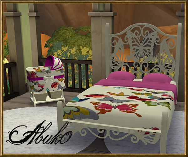 Sims 4 Papilio double bed and baby crib at Abuk0 Sims4