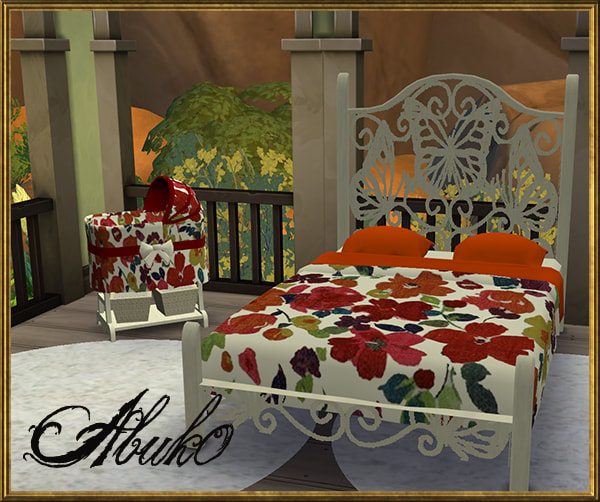 Sims 4 Papilio double bed and baby crib at Abuk0 Sims4