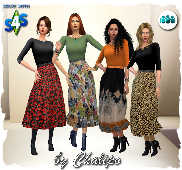 Sims 4 Friends dress autumnal by Chalipo at All 4 Sims
