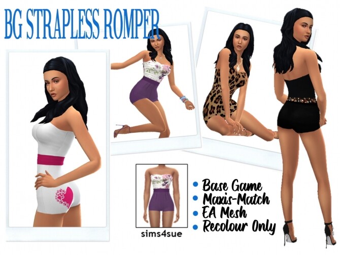 Sims 4 BG STRAPLESS ROMPER at Sims4Sue
