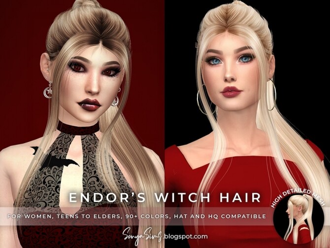 Sims 4 Endors Witch Hair by SonyaSimsCC at TSR