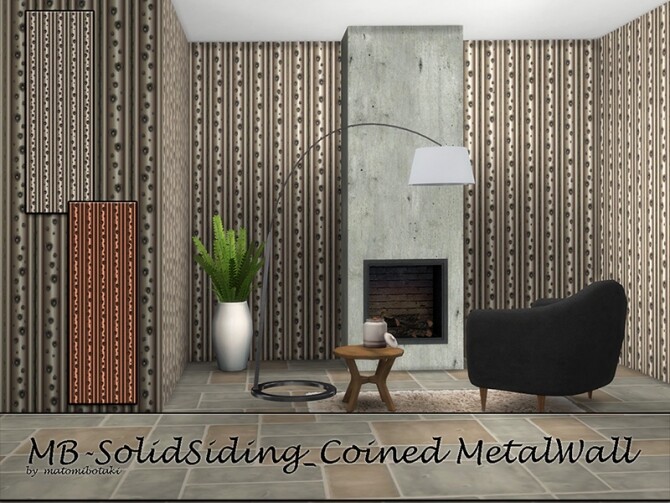 Sims 4 MB Solid Siding Coined Metal Wall by matomibotaki at TSR