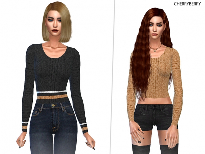 Cute Fall Sweater by CherryBerrySim at TSR » Sims 4 Updates