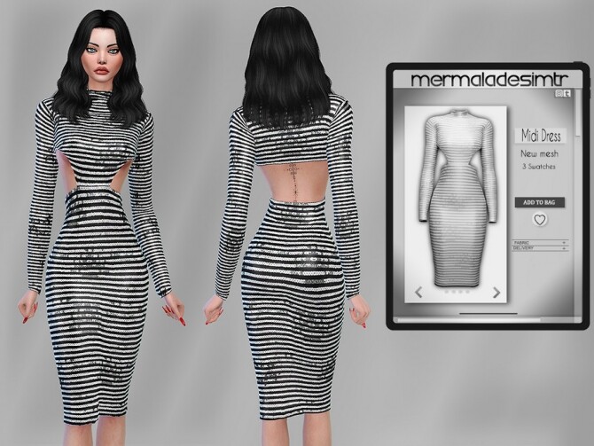 Sims 4 Silver Sequin Backless Midi Dress MC83 by mermaladesimtr at TSR