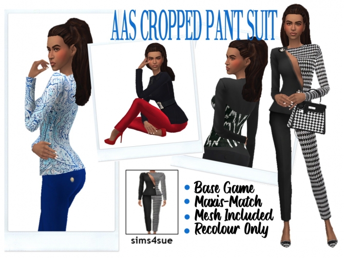 AAS’ CROPPED PANT SUIT at Sims4Sue » Sims 4 Updates