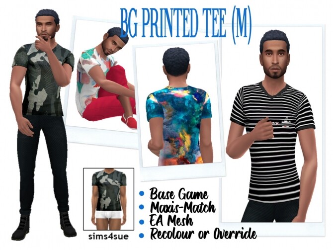BG PRINTED VEE NECK (M) at Sims4Sue » Sims 4 Updates
