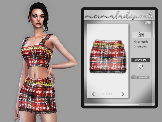 Sims 4 Set Skirt with Gold Chains MC89 by mermaladesimtr at TSR