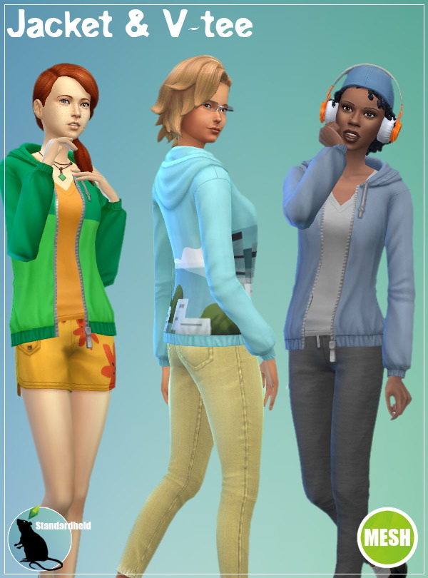 Sims 4 Jacket and V tee Recolor at Standardheld