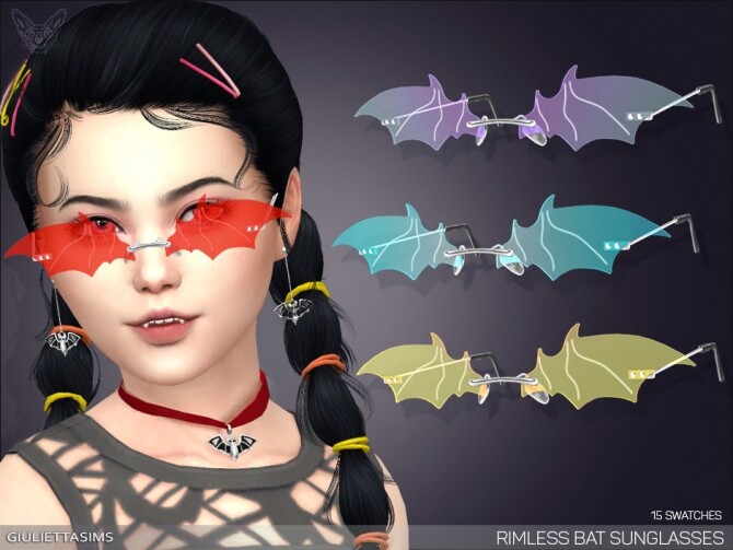 Sims 4 Rimless Bat Sunglasses For Kids at Giulietta